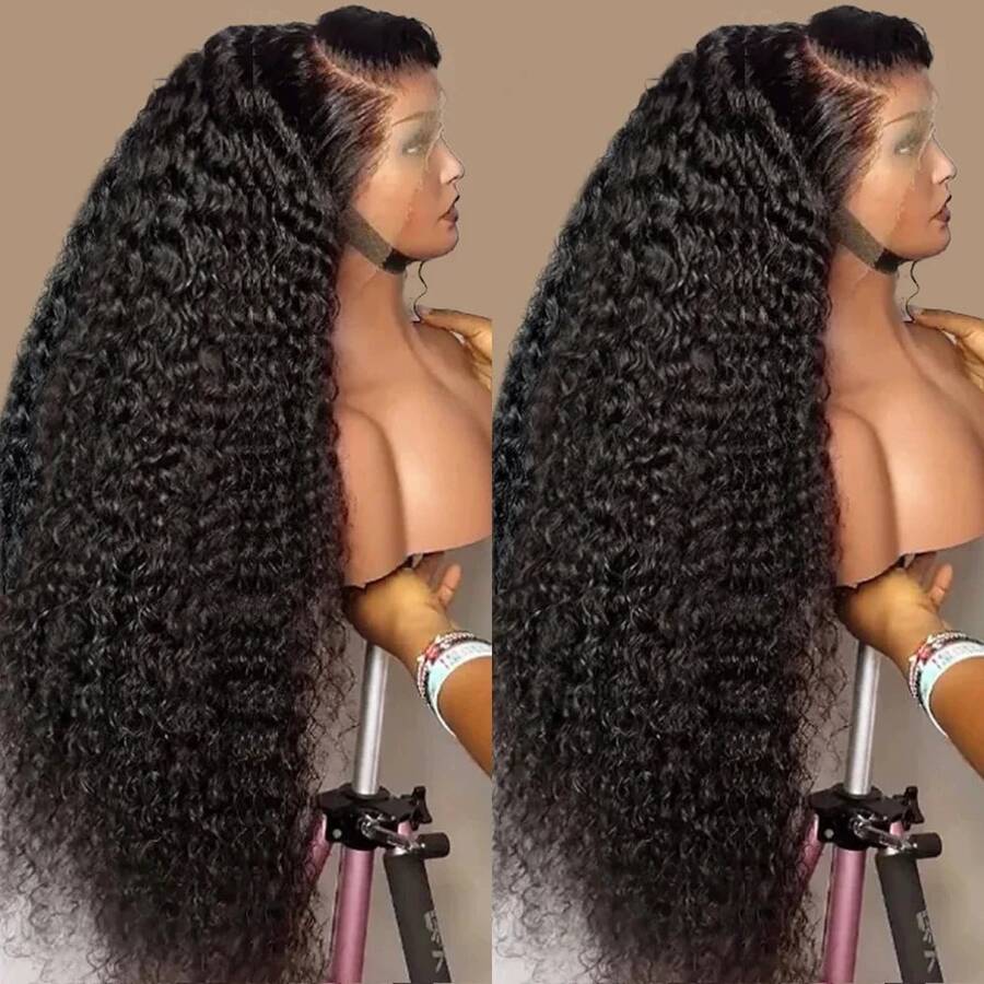 bling hair Peluca de cabello humano con ondas profundas, 13x6, HD, con encaje frontal, 180 % transparente, 13x4, con cierre de encaje 4x4 para mujer.
