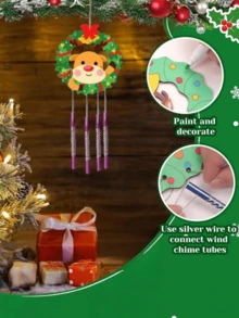 Hölzernes Weihnachts-Windspiel-Ornament im süßen Stil, DIY Windspiel Dekoration, kreatives Bemalen & Graffiti Windspiel DIY Handwerk, Weihnachts-Feiertags-Party Dekoration