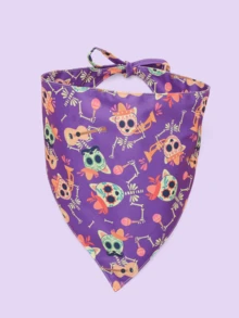 Random 3-Color Cartoon Pattern Fashion Scarf - Dog And Cat Drool Bib And Decorative Accessories, Cute Pet Style, Triangular Design, Extension Belt Design, Exquisite Multifunctional Decoration, Pet Collar Alternative, Suitable For Indoor And Outdoor Use