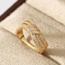 1Pc Elegant Women's Fashion Zirconia Ring, Suitable For Valentine's Day, Vacation, Commuting, Dating, Party, Weddings, Engagements, Proposal Rings, Suitable For Wife, Girlfriend, Mothers' Birthdays, Anniversary, New Year Gifts, Suitable For All Seasons - Vàng - Xem 8