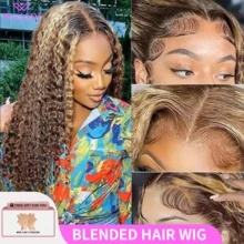 200% Density 40 Inch 13*4 13x6 4*4 5x5 HD Full Lace Front Glueless Wigs Human Blended Hair, Highlight Jerry Curly Wave Brazilian Remy Blended Human Blended Hair Wig,Pre-Plucked With Baby Hair Honey Blonde 4/27 Colored With High Temperature Resistant Fiber Synthetic Wigs For Women Factory Wholesale 10-14inch Bob Wig - S4/27 - View 2