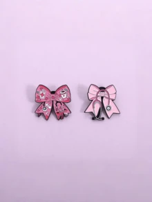 1/2pcs Unique Medical Nurse Doctor Stethoscope Metal Brooch Pin, Creative Cartoon Cute Pink Bow Brooch Pin For Clothes, Bags, Accessories. Ideal Gift For Theme Party, Perfect Present For Friends - Multicolor - View 4