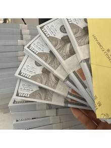 100pcs Fake Money Dollar Bills With Rubber Bands, Bank/Supermarket/Finance Cash Prop, Foreign Currency Toy - Multicolor - View 4