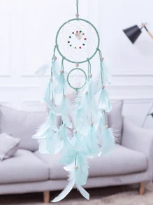 1pc Cute Heart Dream Catcher Wind Chime Decor, Bedroom Hanging Ornament, Romantic Mori Style, Artificial Feathers Room Decors Garden Decor Wedding Decor Home Decors