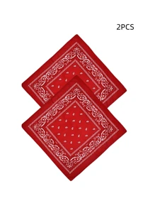 2pcs Unisex Paisley & Floral Print Bandana, Versatile Headband, Neckerchief, Fashion Accessory Men Accessories Men Scarves