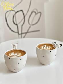 <和小伙伴一起快乐地啜饮>，可爱釉面3D猫咪咖啡杯带手柄，兔子攀爬陶瓷杯，大象陶瓷杯，企鹅拿铁艺术杯 回到学校 - 彩色 - 查看 5