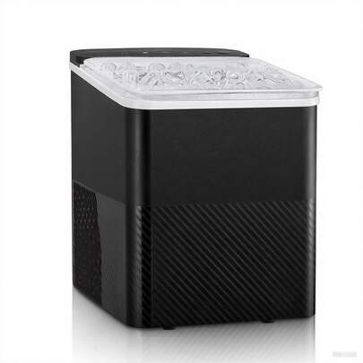Piccola macchina per cubetti di ghiaccio, 14 kg/24 h, 9 cubetti di ghiaccio in 5 minuti, macchina per cubetti di ghiaccio autopulente, macchina per cubetti di ghiaccio con paletta e cestello, 2 dimensioni di cubetti di ghiaccio, macchine per cubetti di ghiaccio per casa/ufficio/bar/camper