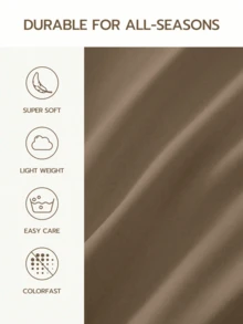 1件超柔软素色床单，轻盈如云朵般触感的床上用品，深口袋床单，柔软透气，适用于所有尺寸的床 - 单人床、双人床、特大床、大号床单。适用于家庭床上用品和学校床上用品，宿舍必备，卡其色，经Oeko-Tex认证 - 卡其色 - 查看 4