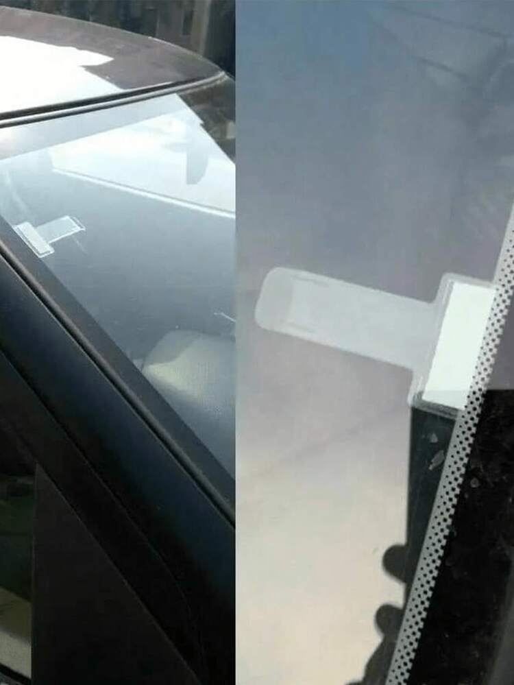 Universal Parking Lot Ticket Holder - Auto Fastener Card Bill Holder Mounting Storage Organizer - Windshield Sticker Holder - Vehicle Fixing Card Holder Installation Storage Organizer - Car Front Glass Sticker Holder - Plastic Material - Multicolor - View 4