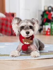 Christmas Pet Scarf - Dog And Cat Holiday Scarf, Santa Claus And Snowman Pattern, Hand-Wash Polyester Material, A Gift For Your Beloved Pet On This Festive Occasion Suitable For Small And Medium-Sized Dogs And Cats With A Neck Circumference Up To 13.78 Inches - Multicolor - View 8
