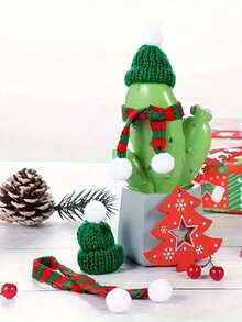 20Pcs Mini Christmas Hat And Scarf Set Decorated In Red And Green - Perfect For DIY Handicrafts Tree Ornaments And Snowman Decorations Santa Claus Small Christmas Wine Bottle Cap Dollhouse Christmas Party Decoration Home Decor Christmas Decorations Room Decor Winter