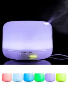 Humidifier Diffuser Aromatizer 300ml Ultrasonic White Style With 7 Color LED With Control - trắng - Xem 10