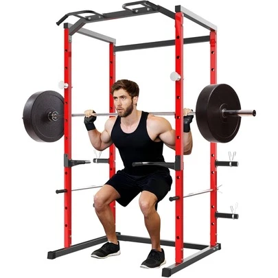 Fulvari Power Cage Squat Rack With Pull-Up Bar, Dip Bars, & Adjustable Safety Bars, Strength Training For Home Gym 1100 Lb Capacity