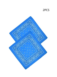 2pcs Unisex Paisley & Floral Print Bandana, Versatile Headband, Neckerchief, Fashion Accessory Men Accessories Men Scarves