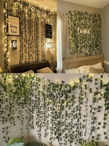 12pcs Fake Vines Fake Ivy Leaves Artificial Ivy Garland Greenery Hanging Plants Green Vines For Home Decor,Room Decor,Garden Decor,Wall Decor,Indoor Outdoor Decor, Bedroom Decor,Wedding Decoration,Table Decoration,Christmas Decorations,Party Decorations,Halloween Decoration,Birthday Decoration,Autumn Decor