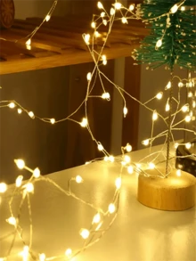 1 件 3.5 米 50 个 LED 灯 5 米 100 个 LED 灯 USB 供电装饰灯带遥控器，暖光多模式铜线仙女灯串，可用于装饰派对、婚礼、卧室、窗帘、花瓶 - USB+遙控 - 查看 3