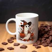 1Pc 11oz Halloween Mug Gift, Coffee Mug Birthday Gift, Ghost Mug, Spooky Mug, Fall Coffee Mug, Pumpkin Mug Gift, Coffee Tea Lovers Gift