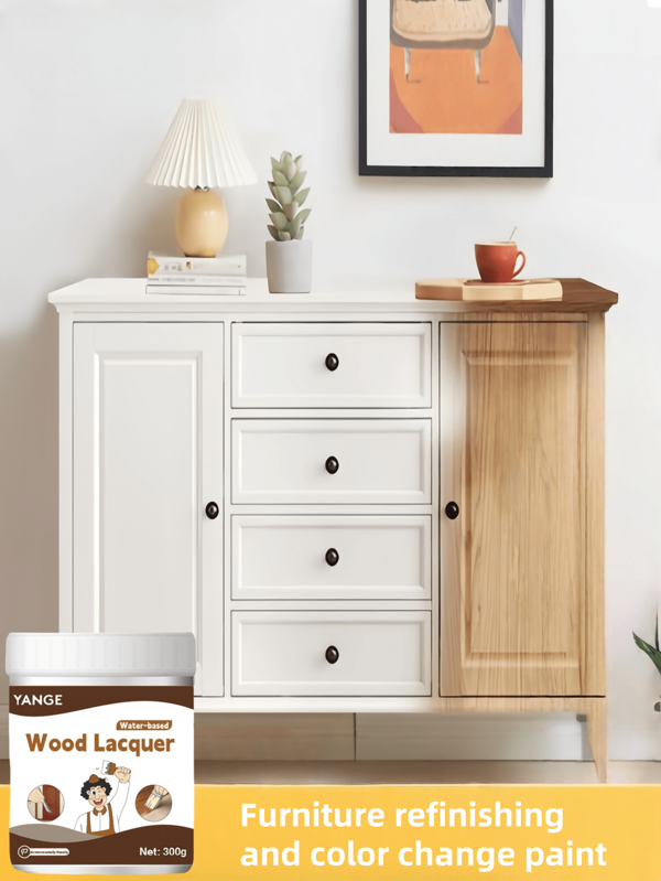 300g Pintura decorativa para muebles y madera a base de agua, pintura para renovar y cambiar de color, pintura protectora para madera de exterior, adecuada para puertas de madera, muebles, ventanas para renovar y cambiar de color, disponible en múltiples colores (blanco, negro), excelente regalo para familiares y amigos