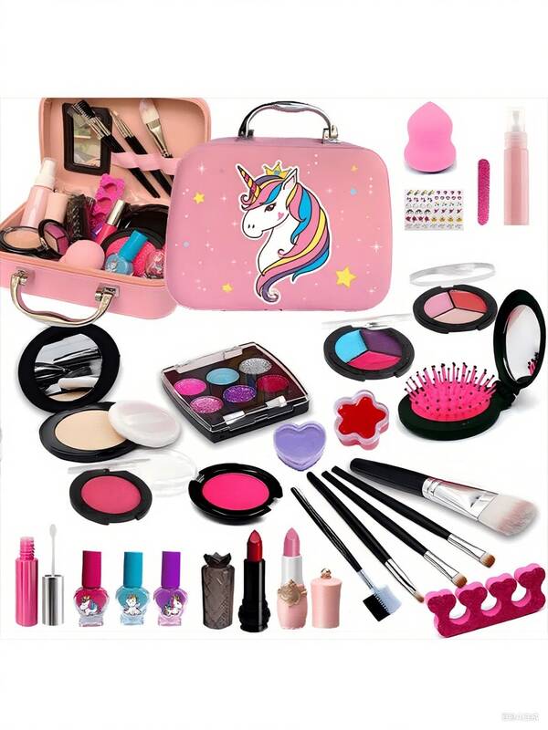 1pc-Kids Washable Makeup Girls Toys - Girls Makeup Kit For Kids Make Up Set Real Makeup For Kid Little Girls Toddlers Children Princess Christmas Birthday Gifts Toys For 3 4 5 6 7 8 9 10 Year Old Girls, Makeup Toys For Girls- Washable Makeup Toy For Kids, Princess Pretend Play Set, Christmas Birthday Gift