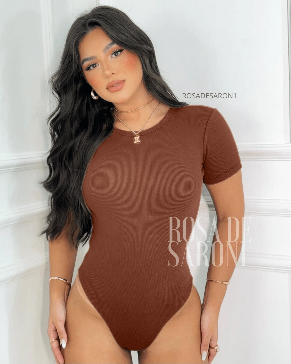 Bory Women's Bodysuit Low Neck Inspiration Fashion Blogger 2024 - Rỉ Nâu - Xem 1
