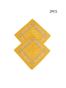 2pcs Unisex Paisley & Floral Print Bandana, Versatile Headband, Neckerchief, Fashion Accessory Men Accessories Men Scarves