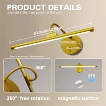 1pc USB Rechargeable Wireless Picture Light, Wall Light With Remote Control, Dimmable And Timed Off, Suitable For Displaying Art In Living Rooms, Mural Lighting In Living Rooms, Bathroom Lighting (1800mAh)