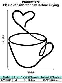 1PC Metal Coffee Cup Decor, Minimalist Line - Art Design, Adds Cozy Vibes. Perfect For Kitchen, Cafe, Office, Home Decor. Christmas Decorations Room Decor Christmas