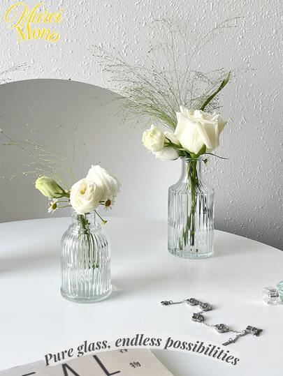 <Czyste szkło, nieograniczone możliwości>, 1 szt. 100/150/200/250 ml Przezroczysty szklany wazon na kiełki - Mały wazon na kwiaty - Dekoracyjny mały wazon w stylu retro - Dekoracja weselna w stylu rustykalnym Miniaturowy wazon retro - Dekoracja kwiatowa na rodzinny stół jadalny