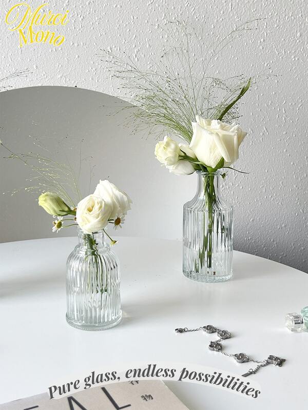 <Czyste szkło, nieograniczone możliwości>, 1 szt. 100/150/200/250 ml Przezroczysty szklany wazon na kiełki - Mały wazon na kwiaty - Dekoracyjny mały wazon w stylu retro - Dekoracja weselna w stylu rustykalnym Miniaturowy wazon retro - Dekoracja kwiatowa na rodzinny stół jadalny