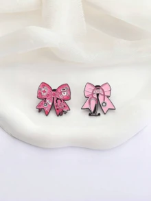1/2pcs Unique Medical Nurse Doctor Stethoscope Metal Brooch Pin, Creative Cartoon Cute Pink Bow Brooch Pin For Clothes, Bags, Accessories. Ideal Gift For Theme Party, Perfect Present For Friends - Multicolor - View 2