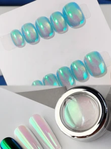 0.3g/Pc Green Aurora Chameleon Nail Powder, Neon Powder For DIY Nail Art Decoration, Color Changing Optical Nail Powder - Multicolor - View 5