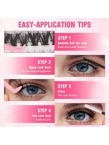 280pcs D Curl DIY Lash Extension Mix Styles Lash Clusters Individual With Bond&Seal Remover Tweezers Lash Brush For Self Application Makeup
