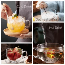 3Pcs Dinnerware Set Handle Mixing Bowl With Lid And Spoon,Bowls For Ramen,Noodles,Salads,Oatmeal,Milk,Fruits,The Set Includes A 500ml Glass Bowl, A Lid And A Small Spoon,Hot And Cold For - White - View 11