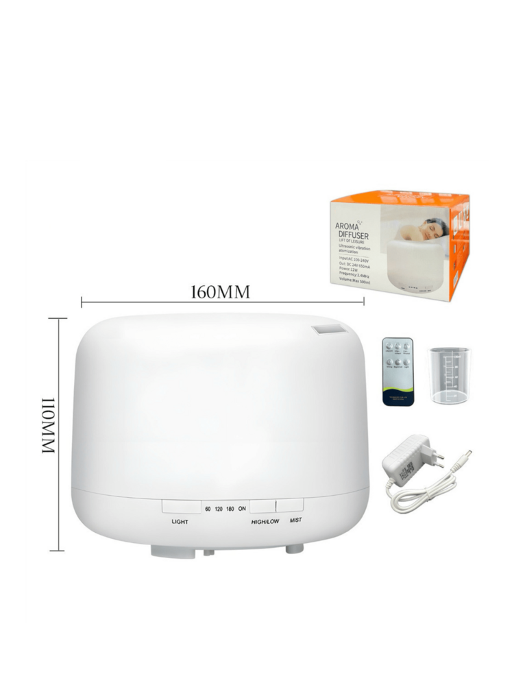 Humidifier Diffuser Aromatizer 300ml Ultrasonic White Style With 7 Color LED With Control - 白色 - 查看 3