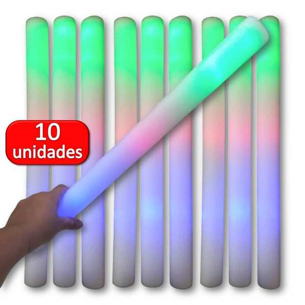 10 Unidades Bastão De Espuma Com Led