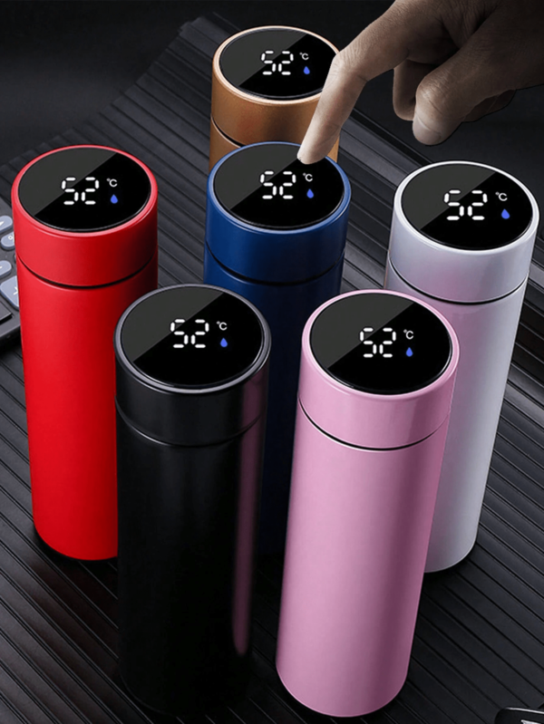 1pc/500ml (16.9oz) - Smart Temperature Display Cup + Tea Strainer | Stainless Steel Water Bottle | Dopamine Gradient Color | 24-Hour Long-Lasting Insulation | Office, Health, Travel Mug | Four-Season Car Coffee Cup - Outdoor Travel Sports Water Bottle, Suitable For Back To School, Camping And Hiking