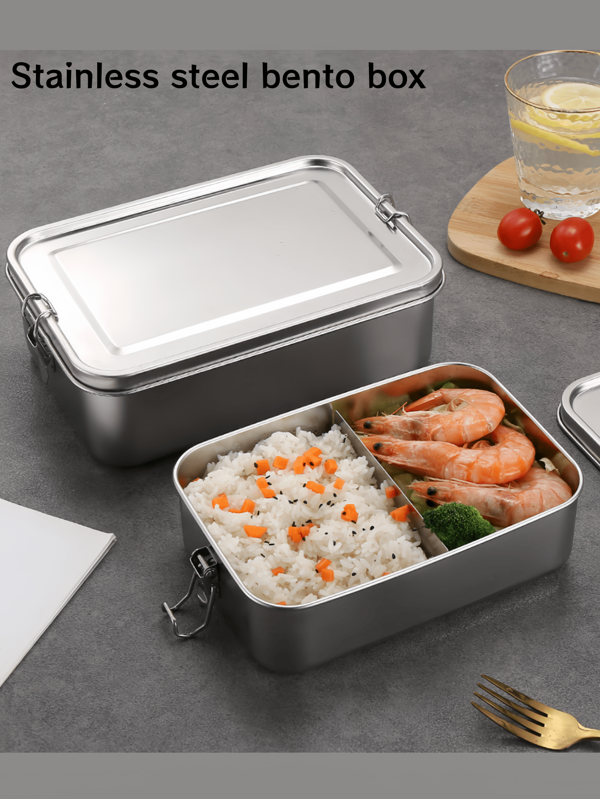 ١ علبة غداء من الفولاذ المقاوم للصدأ، حاوية غداء، صندوق وجبة مغطى مناسب للطلاب وموظفي المكاتب، علبة فاكهة محمولة، مناسب لتحضير الوجبات والمدرسة والسفر