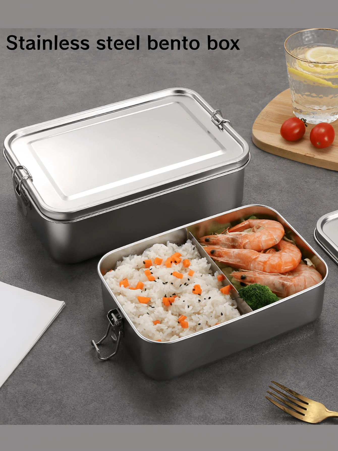 1 件不锈钢午餐盒、午餐容器、带盖餐盒，适合学生和办公室工作人员，便携式水果午餐盒，适用于备餐、学校和旅行场景。 - 彩色 - 查看 1