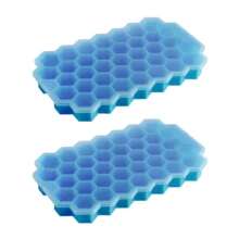 1/2/4件37格硅胶蜂窝冰格带盖冰块模具自制家用制冰盒速冻易脱模冰膜 - 藍色 - 查看 8