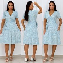 Women's Casual Elegant Printed Dress In Romantic Fabric - Baby Blue - View 4