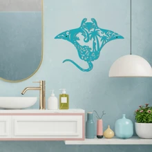 Arte de pared de metal de 2D raya torpedo, artesanía de metal en degradado, escena de criaturas marinas, raya manta, surf, tabla de surf, pez, concha, decoración del hogar del regalo de la isla de ola, perfecto para la decoración de la habitación