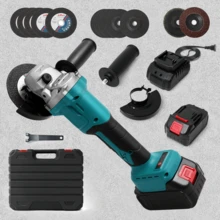 Cordless Angle Grinder 4-1/2 Inch, Power Angle Grinder With 2x1.3Ah Battery, 12000 RPM Brushless Metal Grinder With Cutting Wheels, Electric Grinder Tool For Wood Metal Cutting & Grinding - Xanh bạc hà 2 - Xem 1