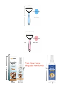 宠物双面梳/护理喷雾,适用于猫狗。双面梳不会打结,梳掉浮毛,使毛发更顺滑,细节处理得当,梳齿圆润,不会挂在宠物皮肤上,使用操作方便。脱毛梳、美容梳、狗狗梳、宠物用品、猫狗梳、宠物毛发打结防护、清洁、顺滑蓬松护理 - 彩色 - 查看 10