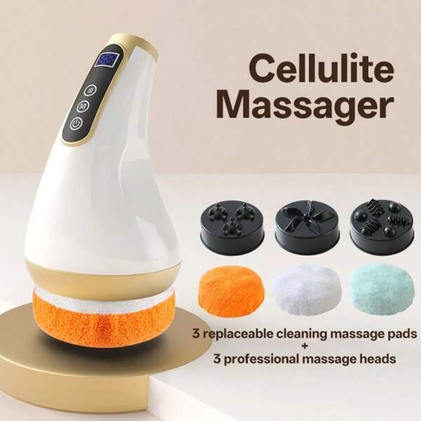 Electric Cellulite Massager, Waist Massager, Body Sculpting Machine, With 3 Skin-Friendly Washable Pads, 3 Professional Massage Heads, Beauty Sculpt Massager For Belly, Legs, Arms & Waist, Suitable For Travel And Home Use.