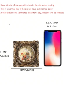 1pc Square Mini Photo Frame Easel Resin Vintage Frame Oil Painting Frame Resin Frame Gallery Wall Decor