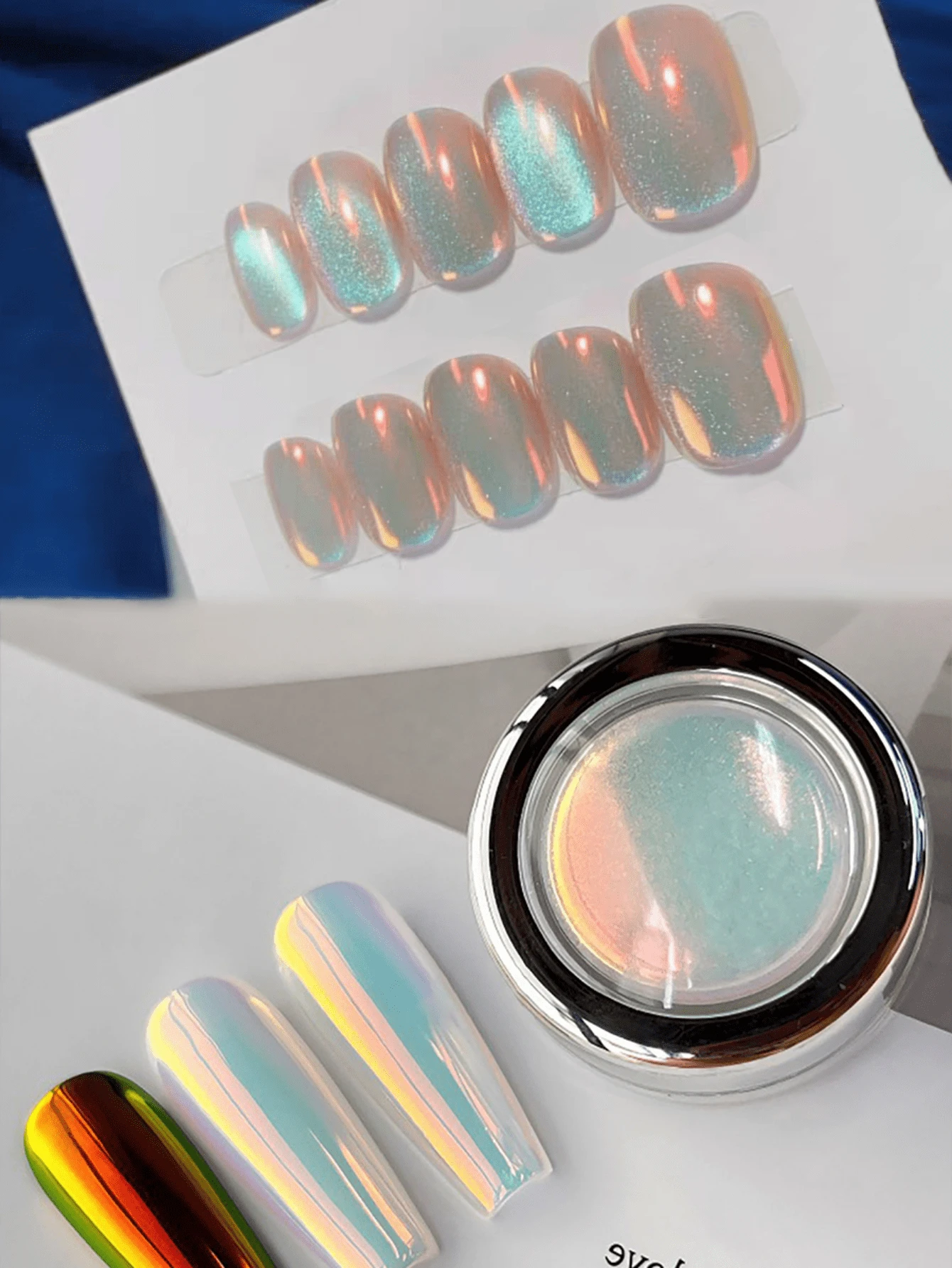 0.3g/Pc Chameleon Nail Powder, Holographic Aurora Nail Art Pigment, DIY Nail Decoration Neon Optical Color Changing Nail Powder - 彩色 - 查看 1