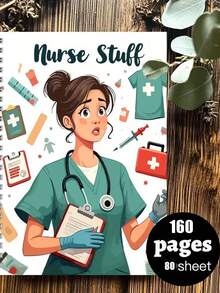 美观护士螺旋线圈笔记本，采用耐用纸质封面，适合护理学生、医疗专业人员、旅行、办公室学习、个人组织者；办公室计划器、剪贴簿工艺材料套装 - 彩色 - 查看 4