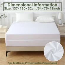 防水六面床垫套，带优质拉链 - 透气、可机洗、静音床垫保护套，完全防尘，带隐形拉链，适合家庭、酒店、宿舍使用