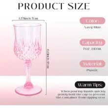 AGH 12/24/48 Pack 7oz Plastic Wine Drinking Glasses, Pink Plastic Vintage Champagne Vintage Wine Glasses, Unbreakable Goblets For Parties Wedding, Party, Red Wine Glass, Bars, Restaurants - Hồng - Xem 2