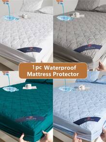 1 件舒适防水床垫保护套，无噪音纯色床垫套，柔软透气的声波技术床笠，90x200cm/200x220cm，适用于公寓、卧室、酒店、客房和学生宿舍（无枕套） - 白色 - 查看 2